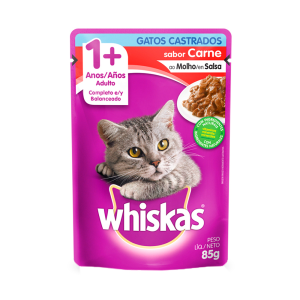 WHISKAS SACHE CASTRADO CARNE 85GR