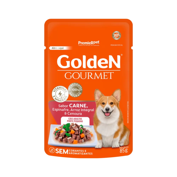 GOLDEN SACHE GOURMET CAES AD PEQ CARNE 85G