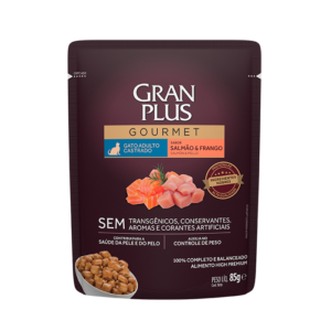 GRANPLUS SACHE GOURMET GATOS CASTRADO SALMÃO E FRANGO 85GR